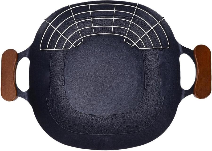 Koreaanse Grillplaat BBQ Pan Buiten Grillen Snelle Verwarming 37 x 37 x 5 cm Zwart