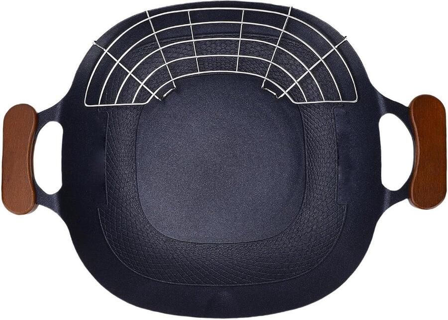 Koreaanse Grillplaat BBQ Pan Tafelgrill Buiten Koken Snelle Verwarming Anti-aanbak 37 cm Diameter Zwart