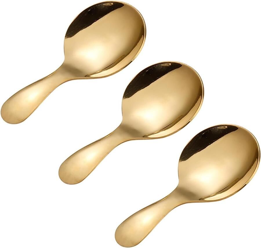 Korte Handgreep Lepels Mini Lepeltjes Set Koffie Thee Set van 3 9 cm Lengte Goud