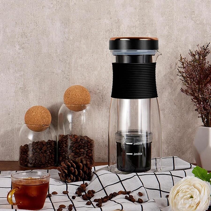 Koud Brouw Koffiezetapparaat IJsthee Maker Snel Koffie Brouwen 10 Minuten Extractie 600 ml Zwart
