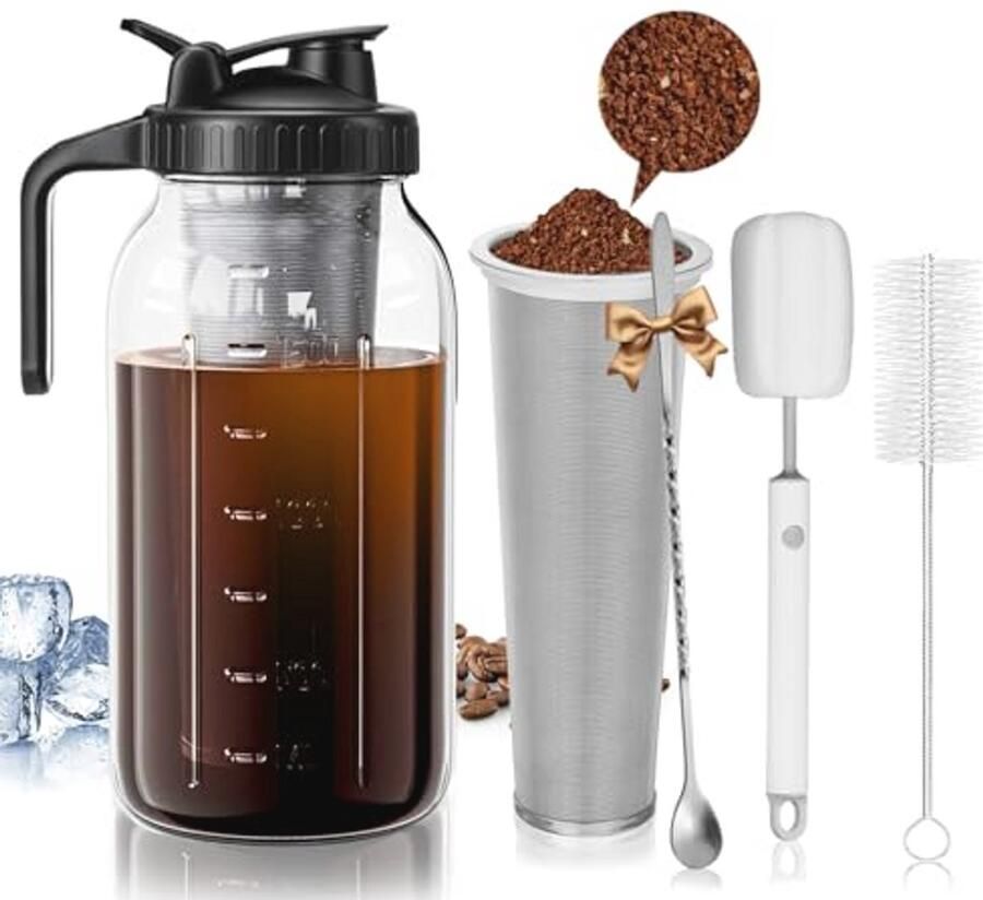 Koud Brouwen Koffiezetapparaat 1 9 L Perfect voor IJskoffie met Ergonomisch Deksel en Vaatwasserbestendig - Foto 2
