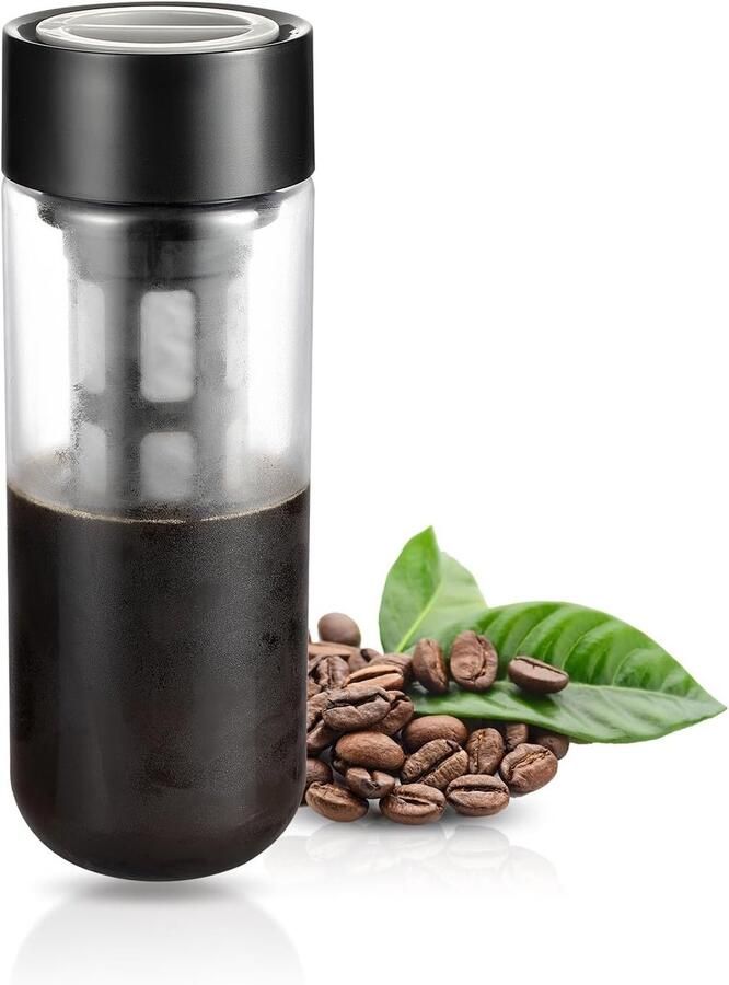 Koffiezetapparaat voor Koude Bereiding 650ml Draagbare IJs Koffiemaker met Fijn Filter Multifunctionele Fles voor Koude Koffie en Thee Perfect voor Buitengebruik