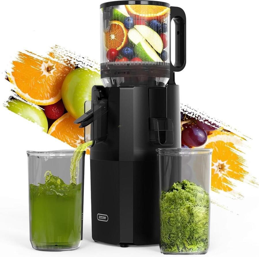 Koudpers Sapcentrifuge Slowjuicer Sapmachine Gezond Sap Maken XXL Voergoot 250 Watt Zwart