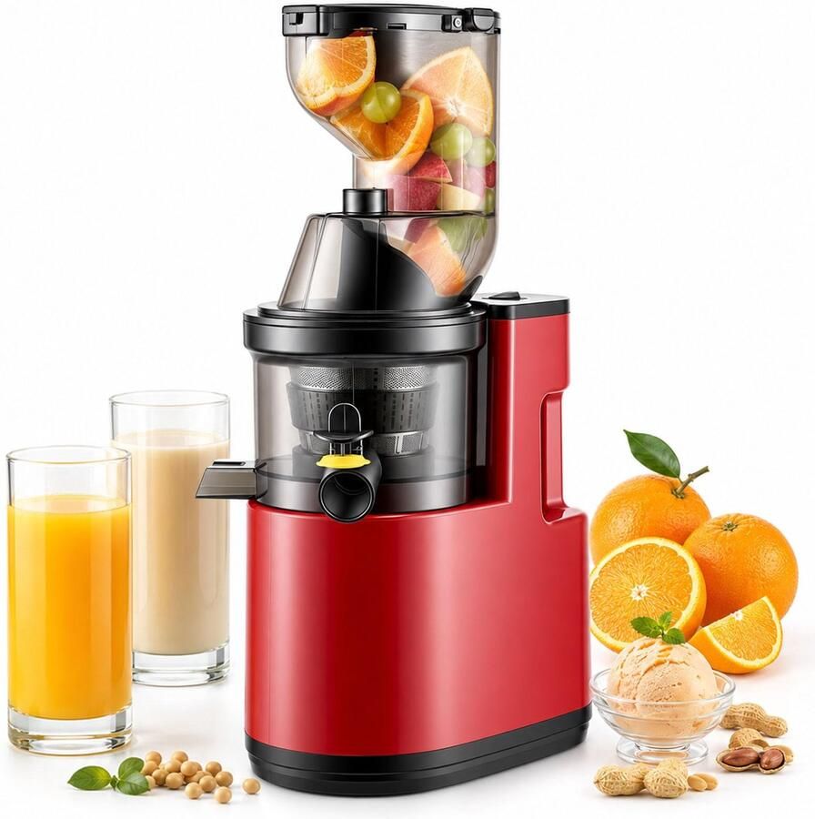 Koudsapcentrifuge extra grote kanaal 70 mm sapcentrifuge voor groenten en fruit slow juicer motor van 150 W koude druk omkeerfunctie gemakkelijk te reinigen