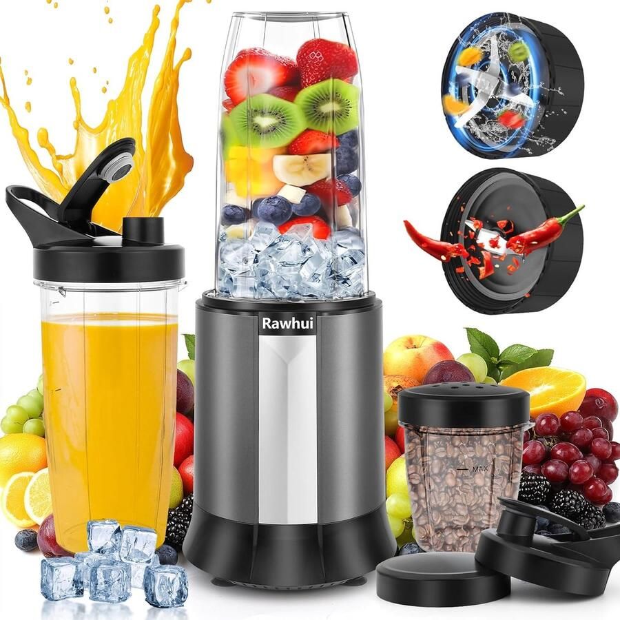 Krachtige 1300W Smoothie Mixer met 2 To Go Bekers Ideaal voor Gezonde Dranken en Babyvoeding
