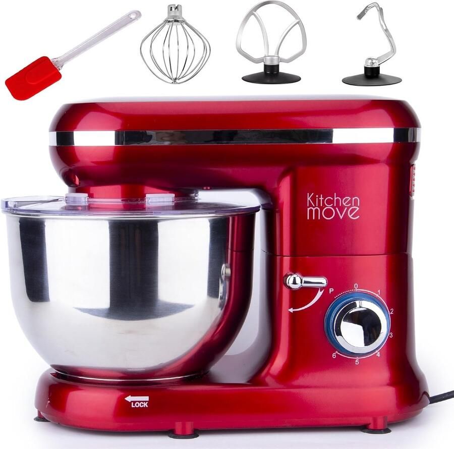 Keukenmachine Mixer Banketbakker Deeg Kneden Planeetmengsysteem 5.5 liter Rood