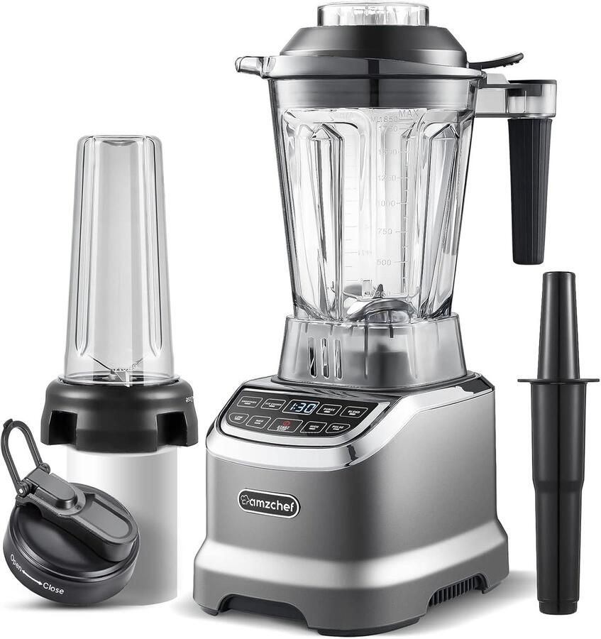 Krachtige 2-in-1 Blender 2000 Watt met 1 85 Liter en Bullet Smoothie Maker Mat Grijs