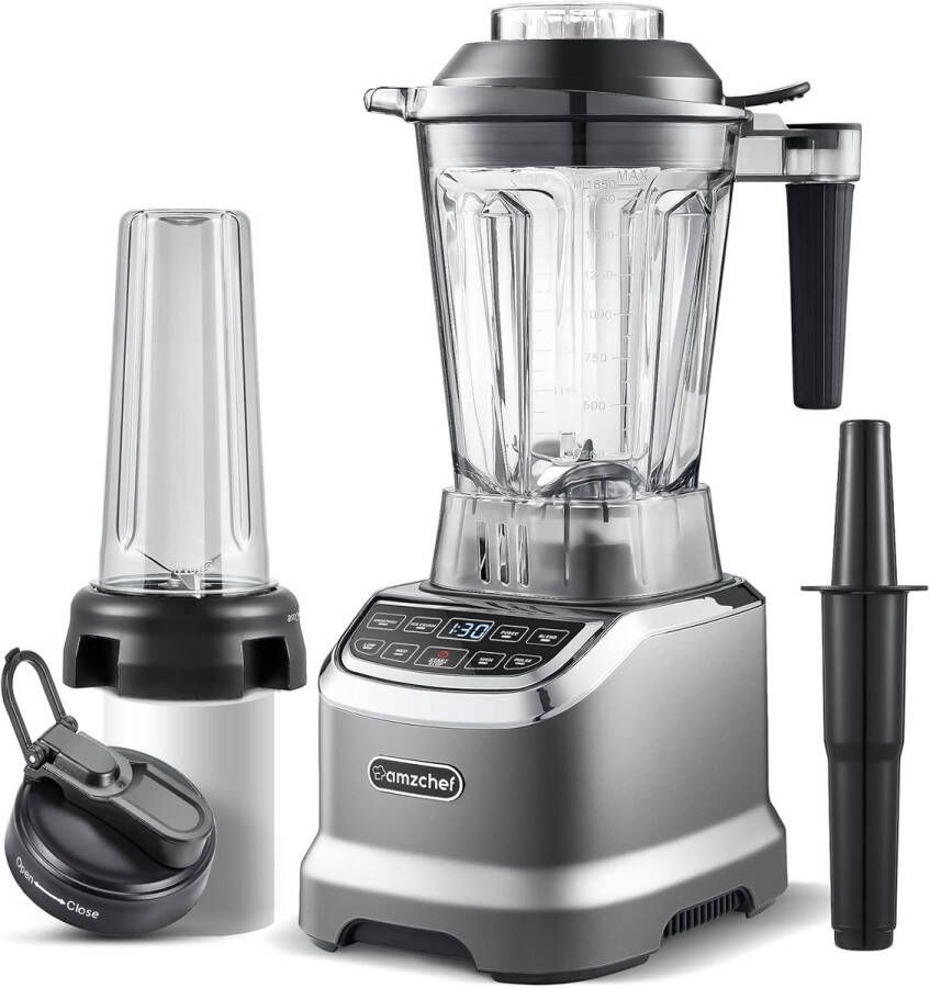 Krachtige 2-in-1 Blender met 2000 Watt 1 85 Liter & 600ml Smoothie Maker Matgrijze Blender