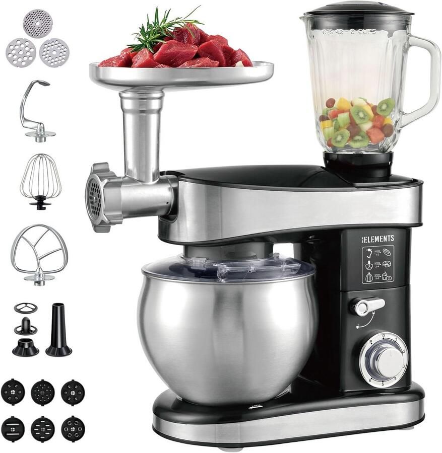 Krachtige 3-in-1 Keukenmachine met 2000W Kneedmachine Vleesmolen en Mixer
