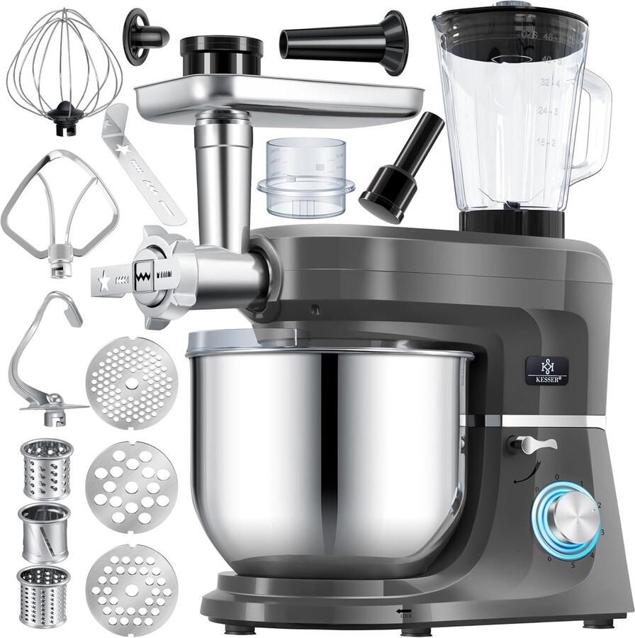 Krachtige 3-in-1 Keukenmachine met Vleesmolen Sapcentrifuge en Pastamaker