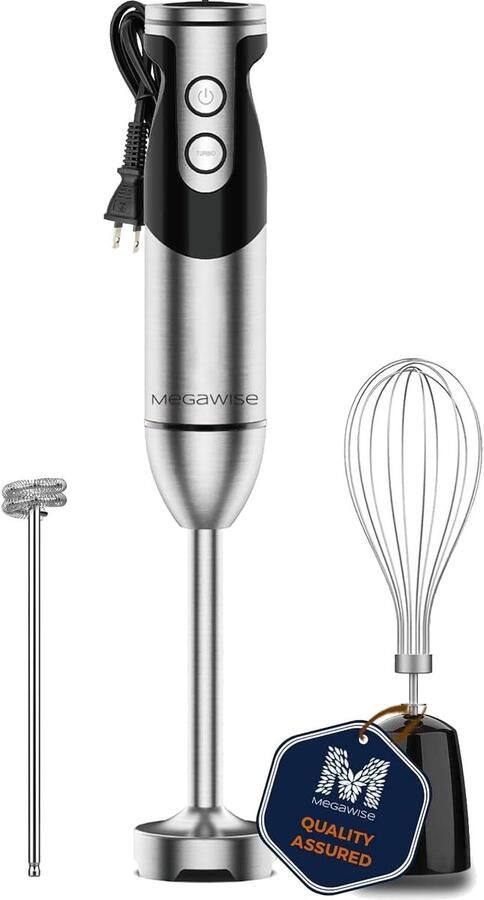Krachtige 3-in-1 Staafmixer met Titanium Versterkte Bladen 12 Snelheden Garde en Melkopschuimer