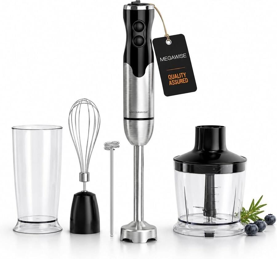 Krachtige 5-in-1 Staafmixer Zwart 12 Snelheden Titanium Messen Voor Koken en Bakken
