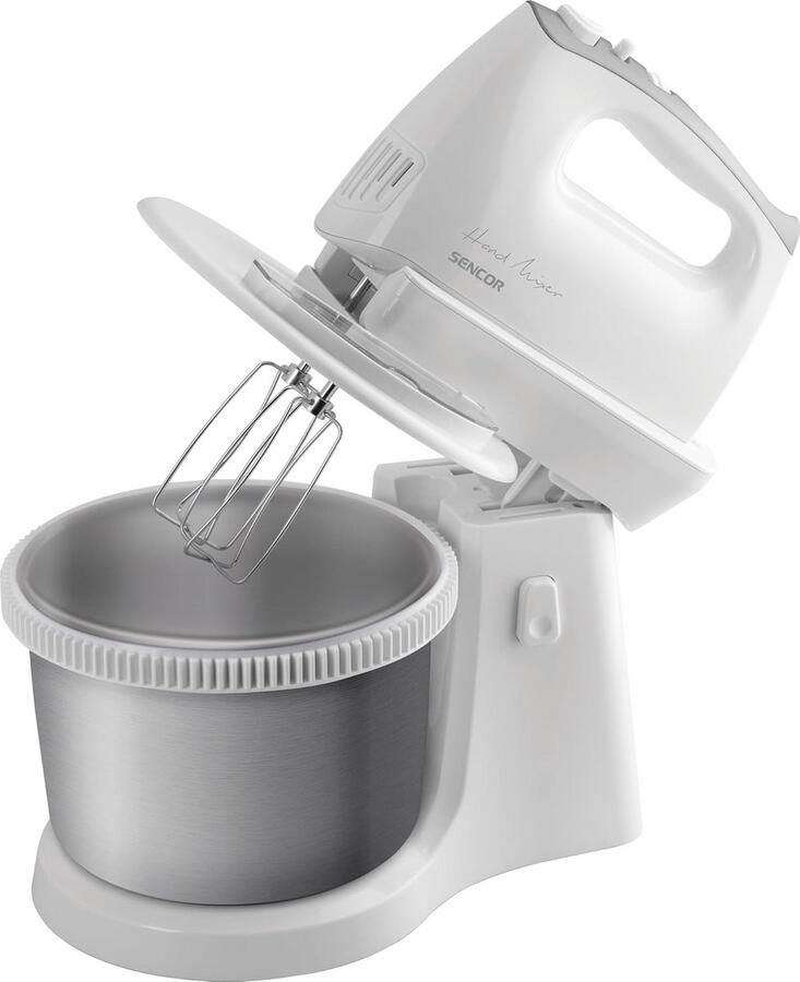 Krachtige 500W Handmixer met Automatische Draaiende Kom (2.5L) Inclusief Gardes en Kneedhaken