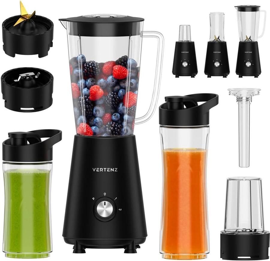Krachtige 800W Blender met Koffiemolen en 2 To-Go Drinkflessen (1000ml Kan)