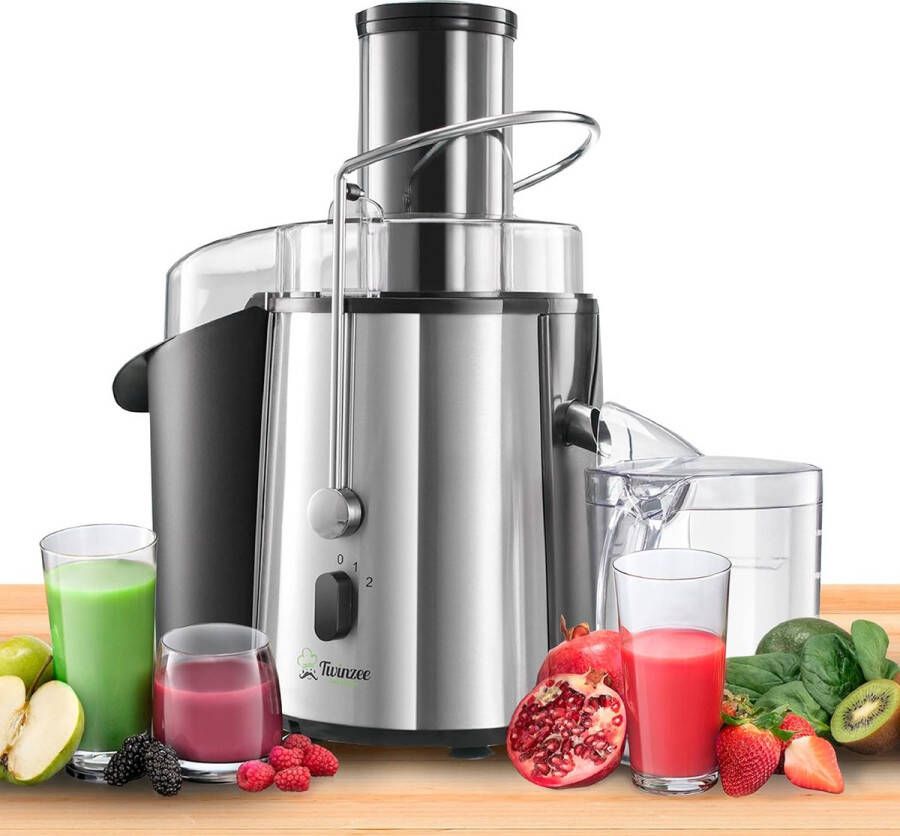 Krachtige (850 W) Groente- en Fruitjuicer met 2 Snelheden Centrifugale Juicer Machine voor Sinaasappels en Citrusvruchten Brede Opening (75 mm) Antislip Basis