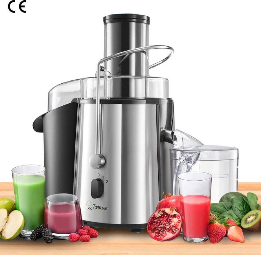 Krachtige 850 W Juicer voor Groenten en Fruit met 2 Snelheden Centrifugale Juicer met Brede Opening (75 mm) en Antislip Basis voor Versgeperst Sap