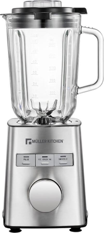 Krachtige Blender 1000W met Glazen Kan (1.5L) 6 RVS Messen en 5 Snelheden
