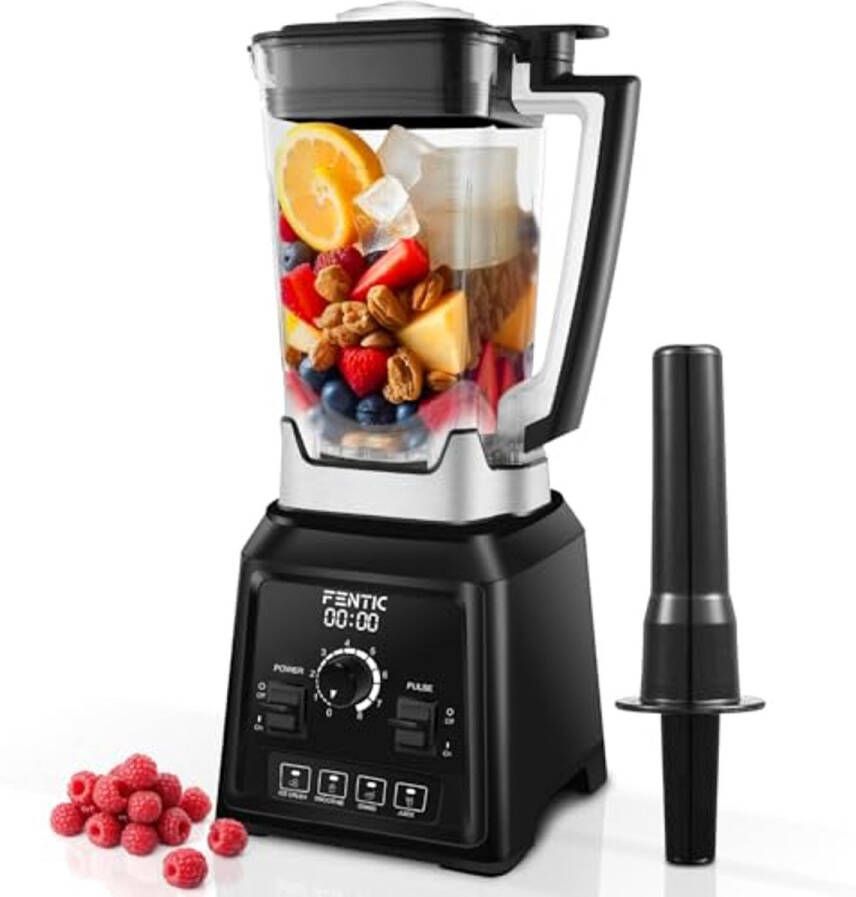 Krachtige Blender 2000W 2 Liter Smoothie Maker met 8 Snelheden en 4 Programma's Ideaal voor Milkshakes en IJsverpulveren