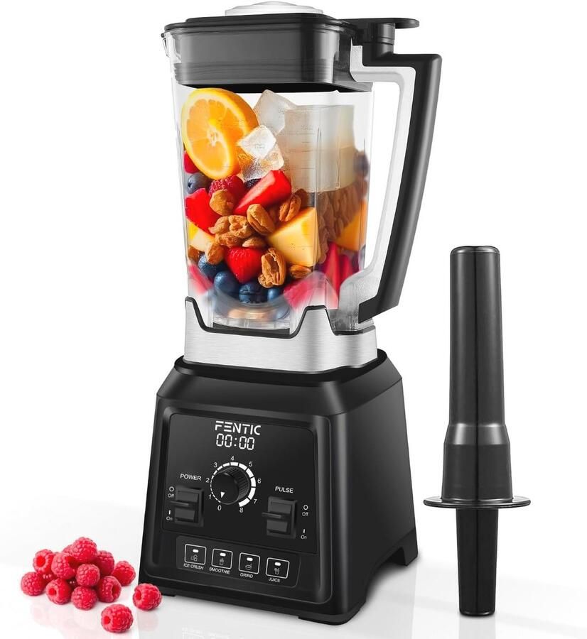 Krachtige Blender 2000W 2 Liter Smoothie Maker met 8 Snelheden en 4 Programma's Ideaal voor Milkshakes en IJsverpulveren
