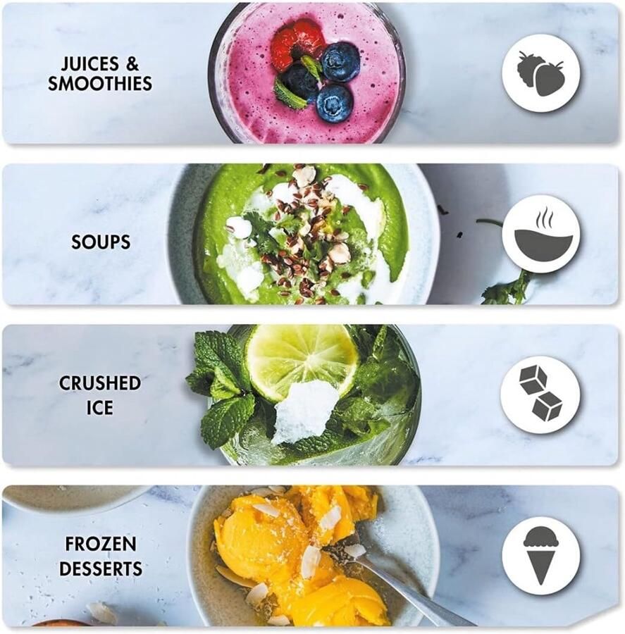 Krachtige Blender Keukenmachine Mixen Snel Ingrediënten Bereiden BPA-vrij Glaswerk 18L Inhoud Zwart