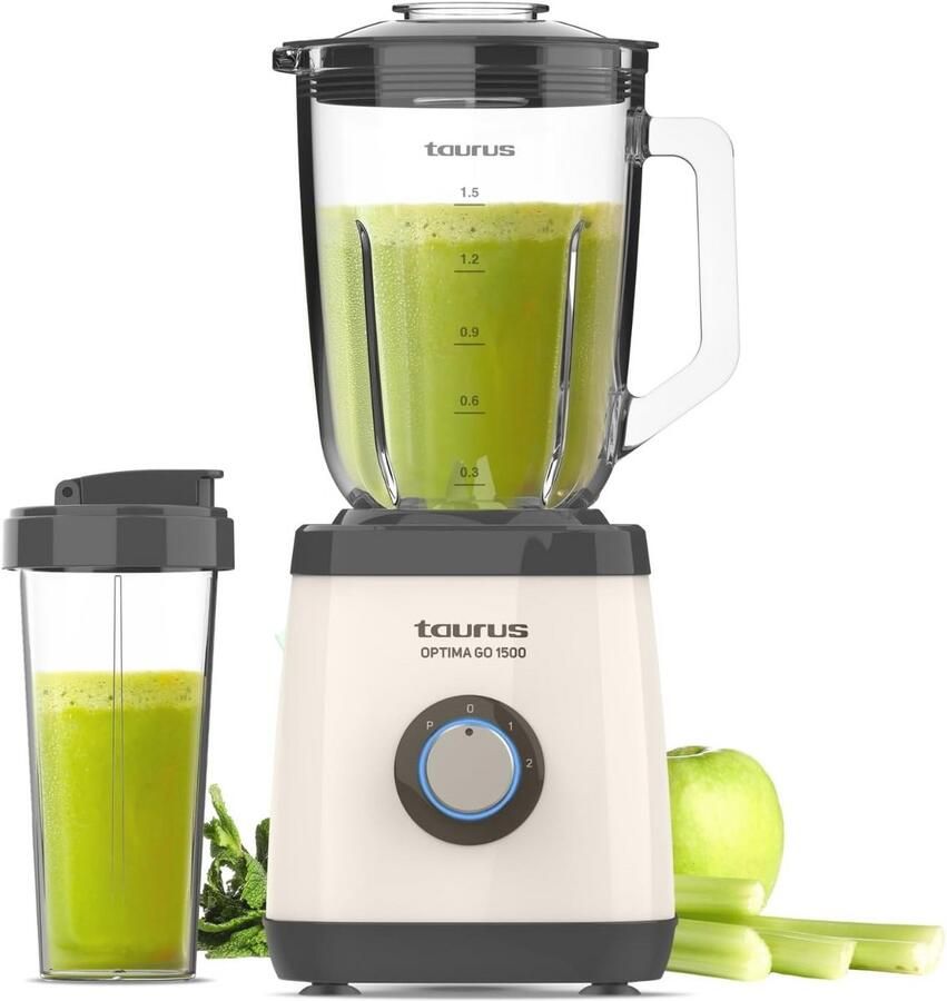 Krachtige Blender met 1500W en Draagbare Beker 4 RVS Messen Turbo Snelheid Antislip Veiligheidssysteem