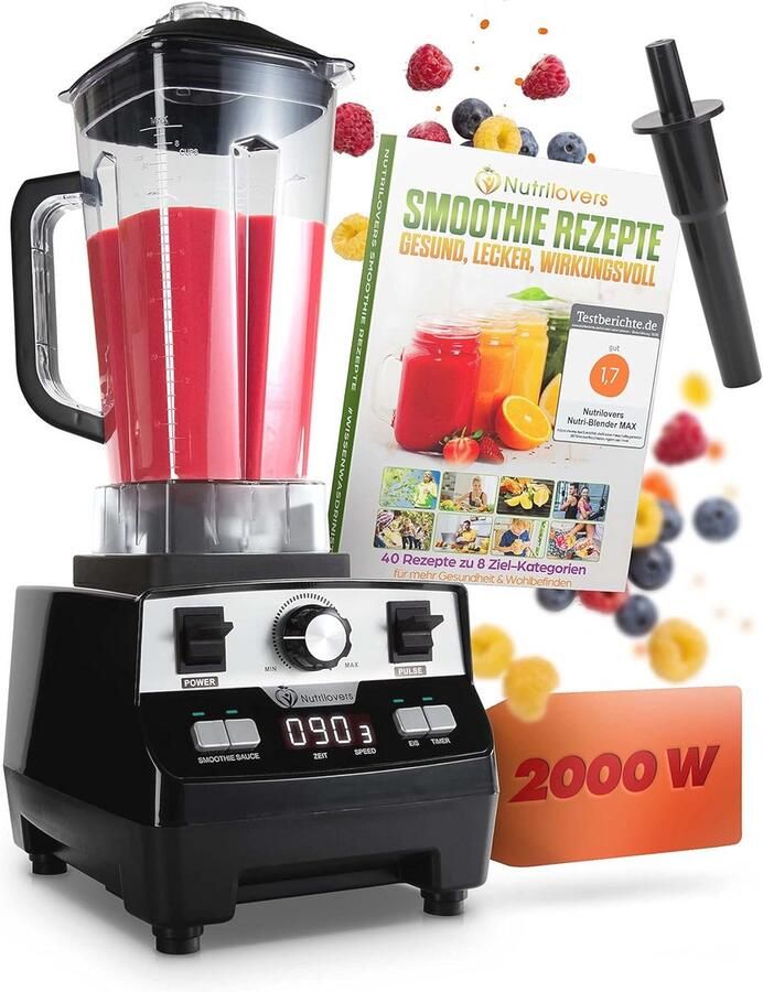 Krachtige Blender met 2000W en Digitale Timer Ideaal voor Smoothies en Soepen
