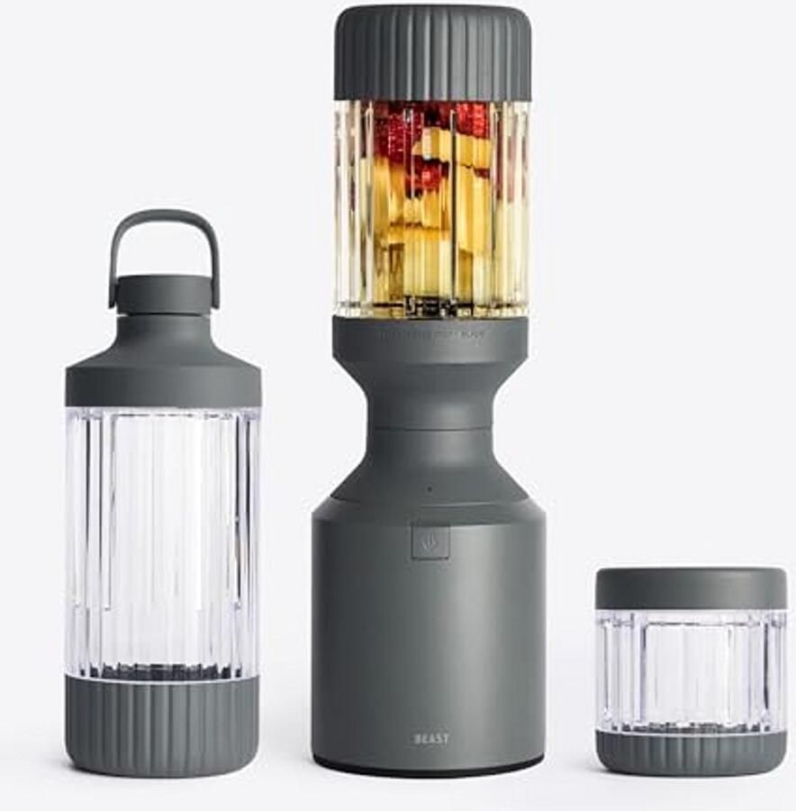 Krachtige Blender met 3 Meeneembekers 1200 ml Voor Perfecte Smoothies en Sauzen 1200 W Donkergrijs