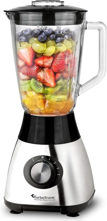 Krachtige Blender met Glazen Kan 1.5L IJscrusher & Smoothie Maker 1200W