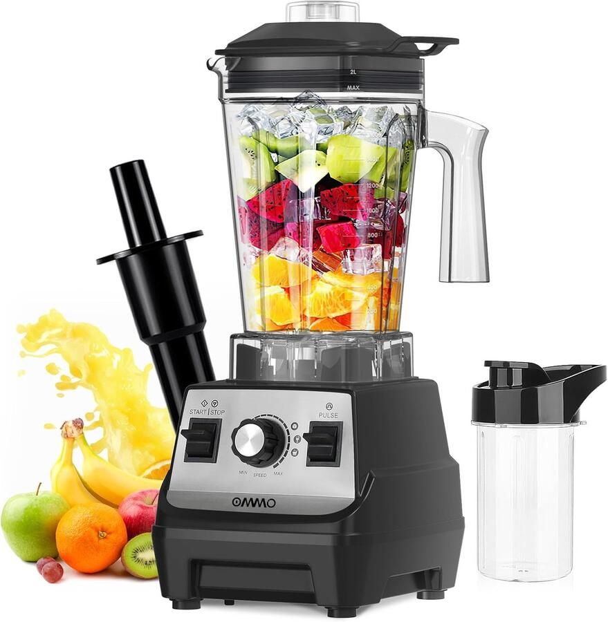 Krachtige Blender Mixer Keukenmachine Gezonde Dranken Maken 6 RVS Messen 1.8L Kan Zwart