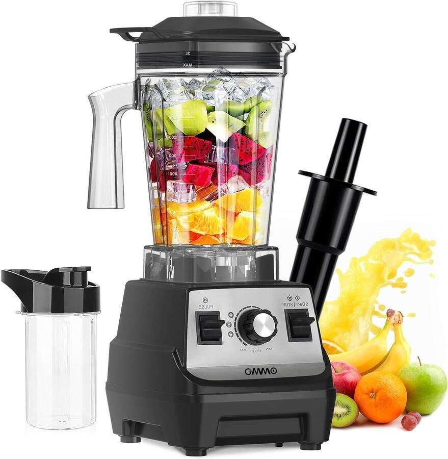 Krachtige Blender Mixer Keukenmachine Gezonde Smoothies Maken 6 RVS Messen 1.8L Kan Zwart
