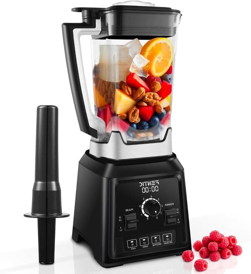 Krachtige Blender Mixer Keukenmachine Smoothies Maken 8 RVS Messen 2 Liter Kan Zwart