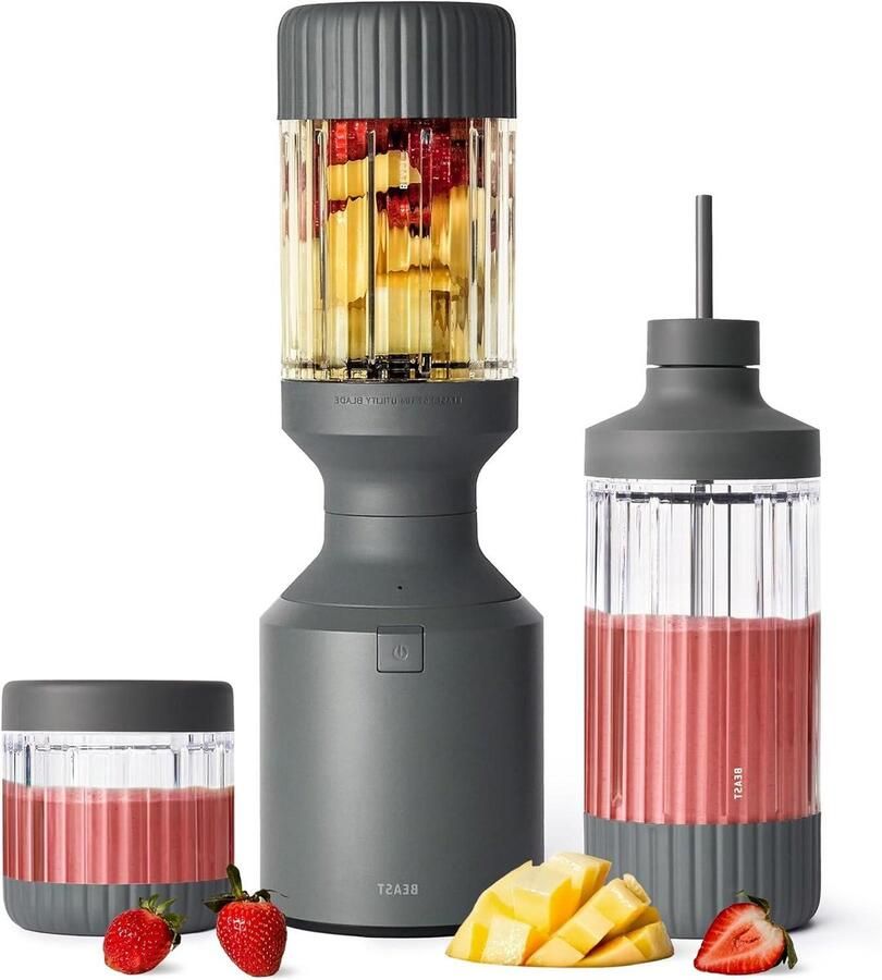 Krachtige Blender Smoothie Maker Gezonde Dranken Maken 1200W Motor 1200 ml Donkergrijs