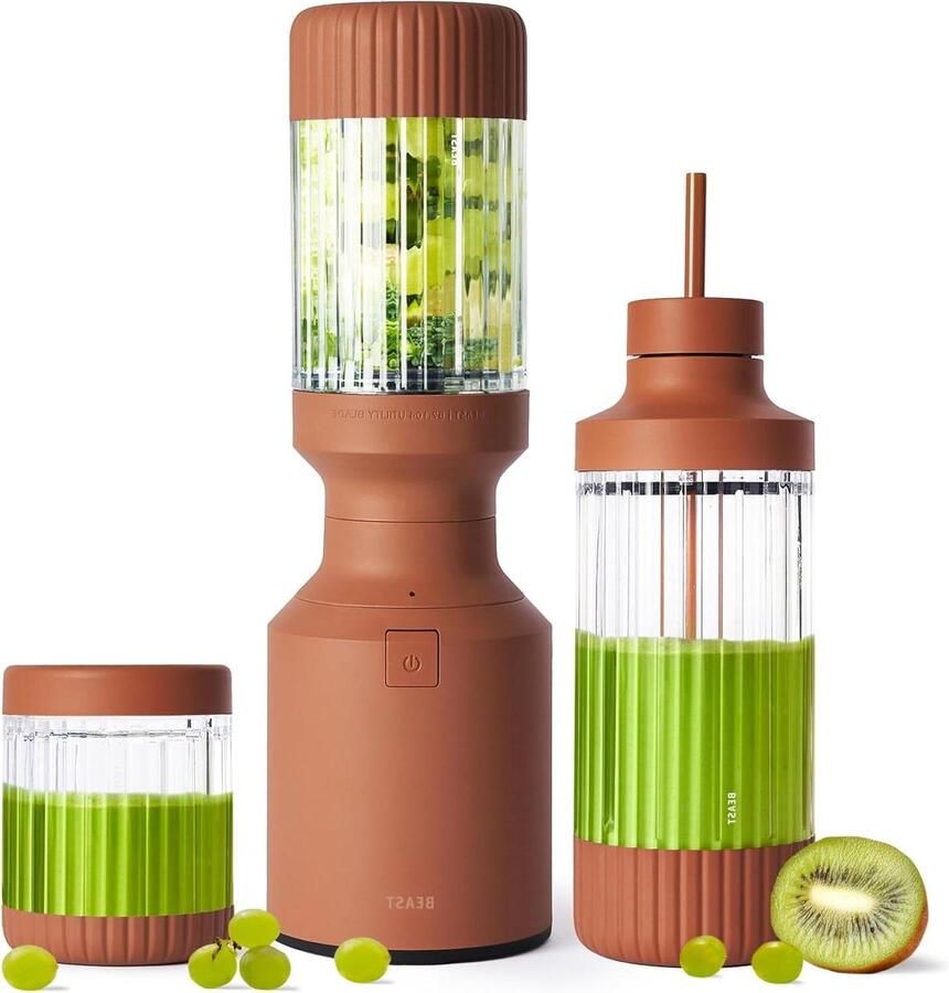 Krachtige Blender Smoothie Maker Gezonde Drankjes Maken Met 3 To-Go Bekers 850 Watt Terracotta
