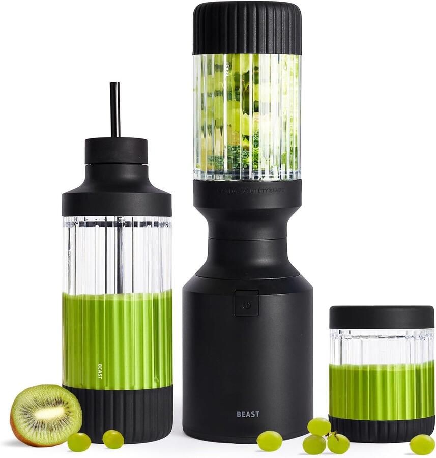 Krachtige Blender Smoothie Maker Gezonde Dranken Maken 3 To-Go Bekers 850 Watt Zwart