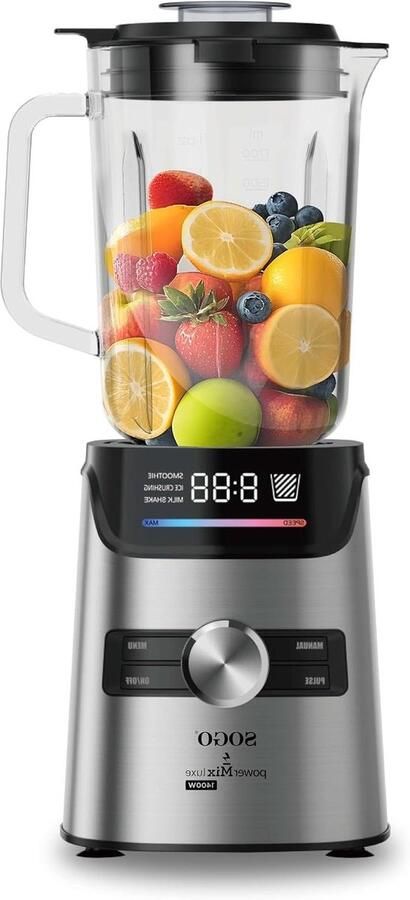Krachtige Blender Smoothie Maker Gezonde Dranken Maken IJsmalen Zonder Moeite 1.8 liter kan Zilver