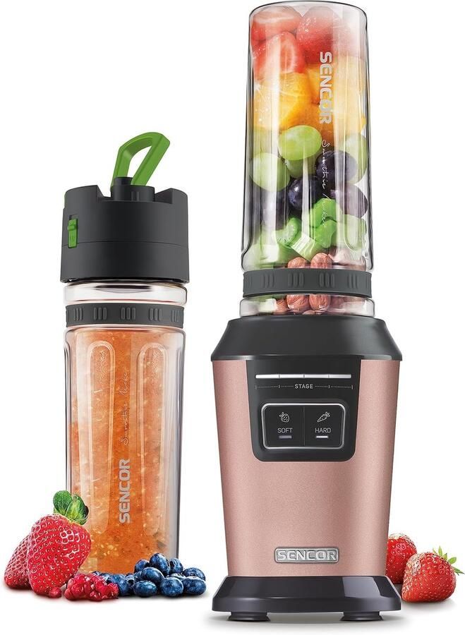 Krachtige Blender Smoothie Maker Gezonde Drankjes Maken 6 Roestvrijstalen Bladen 0.6 Liter Fles Roze