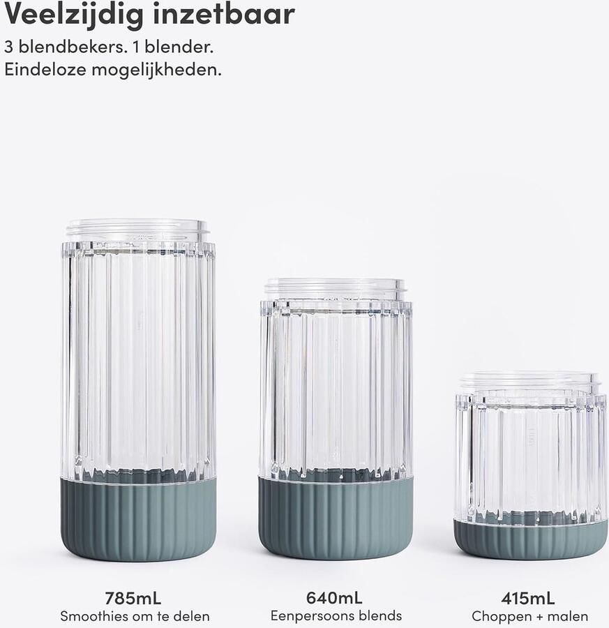 Krachtige Blender Smoothie Maker Gezonde Drankjes Maken Inclusief 3 To-Go Bekers 850 Watt Mist