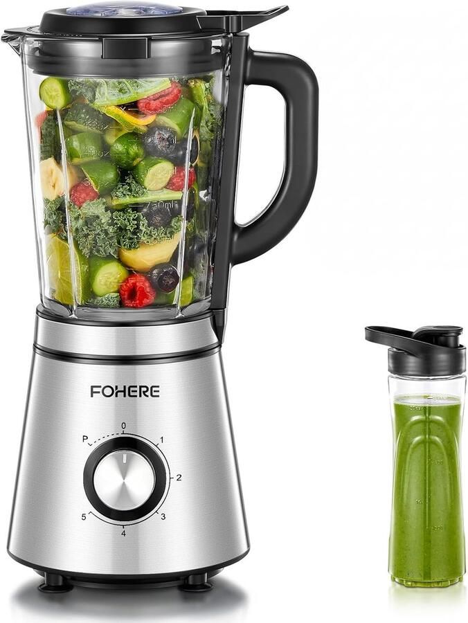 Krachtige Blender Smoothie Maker Snelle Maaltijden Glazen Container 15 Liter Capaciteit Zilver