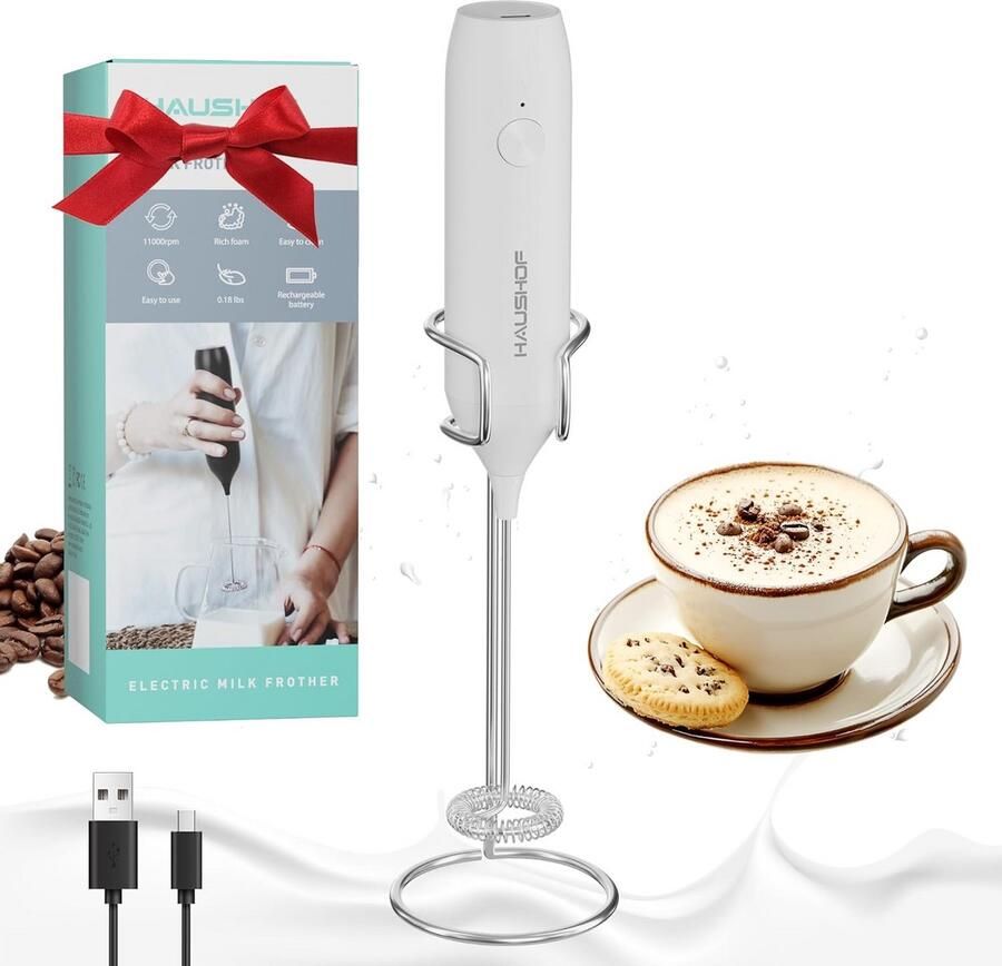 Krachtige Draadloze Melkopschuimer met Stand voor Koffie en Latte