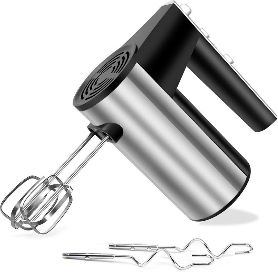 Krachtige Elektrische Handmixer 1000W met 5 Snelheden en Turbo Stand Inclusief 4 Roestvrijstalen Accessoires
