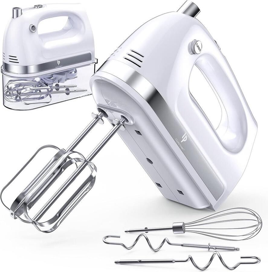 Krachtige Elektrische Handmixer 400W met 5 Snelheden en Turbofunctie Inclusief RVS Accessoires