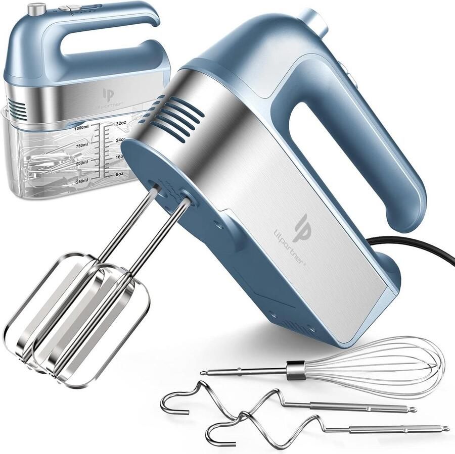 Krachtige Elektrische Handmixer met Kom en 5 Accessoires 450W voor Beslag en Room