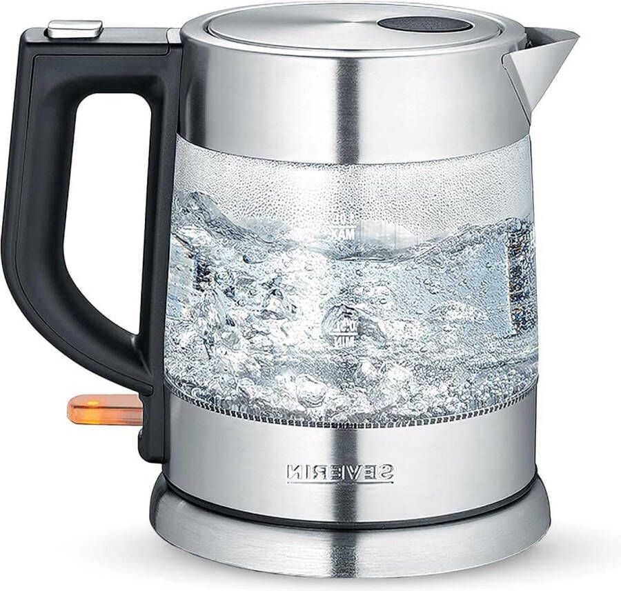 Krachtige en compacte glazen waterkoker hoogwaardig design kalkfilter roestvrij staal zwart WK 3468