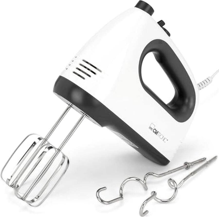 Krachtige handmixer met 400 watt motor 5 snelheden Turbostand Inclusief roestvrijstalen garde en kneedhaak