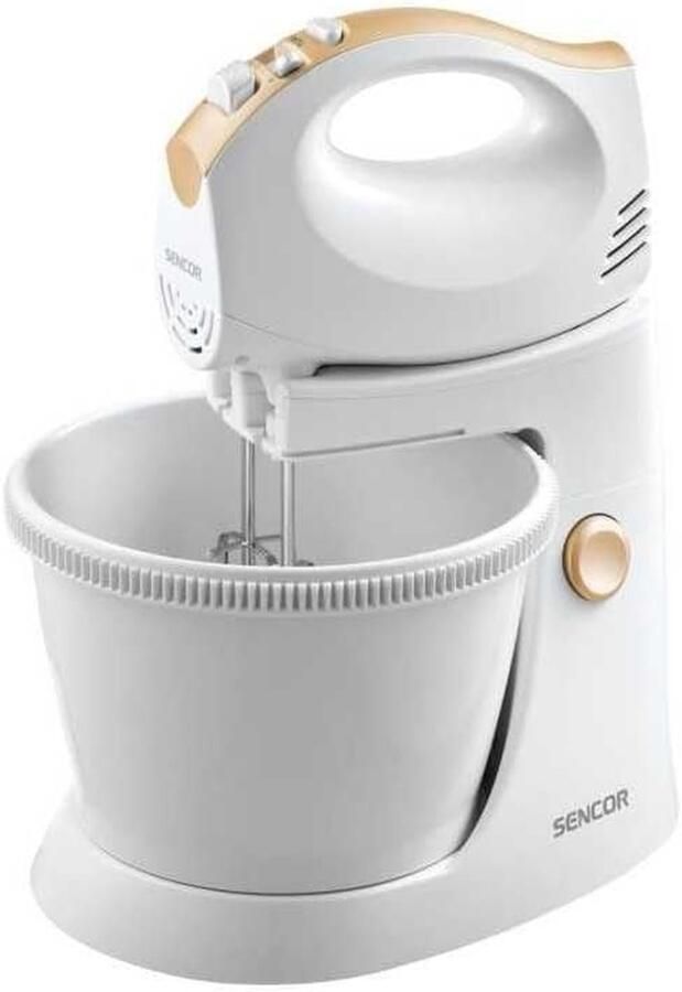 Krachtige Handmixer met Draaibouwl 500W Inclusief Gardes en Deeghaken