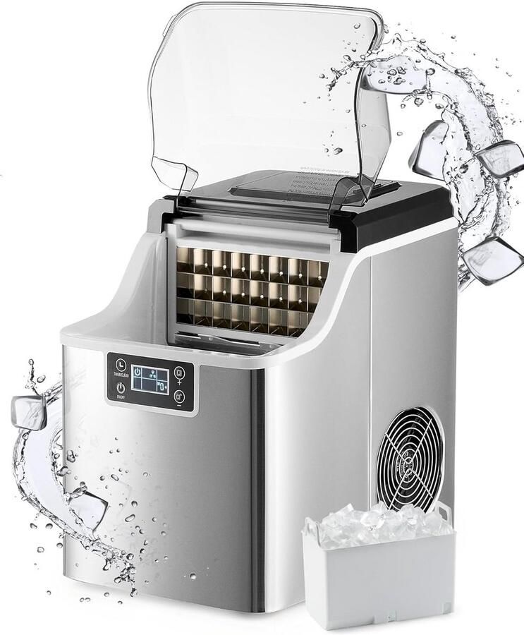 IJsmachine IJsblokjesmaker Drankjes Koelen Roestvrij Staal 22 kg per dag Zilver