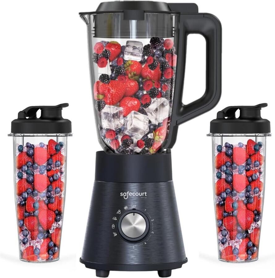 Krachtige Keukenblender met Glazen Kan en 1300 Watt Smoothie Maker en IJscrusher