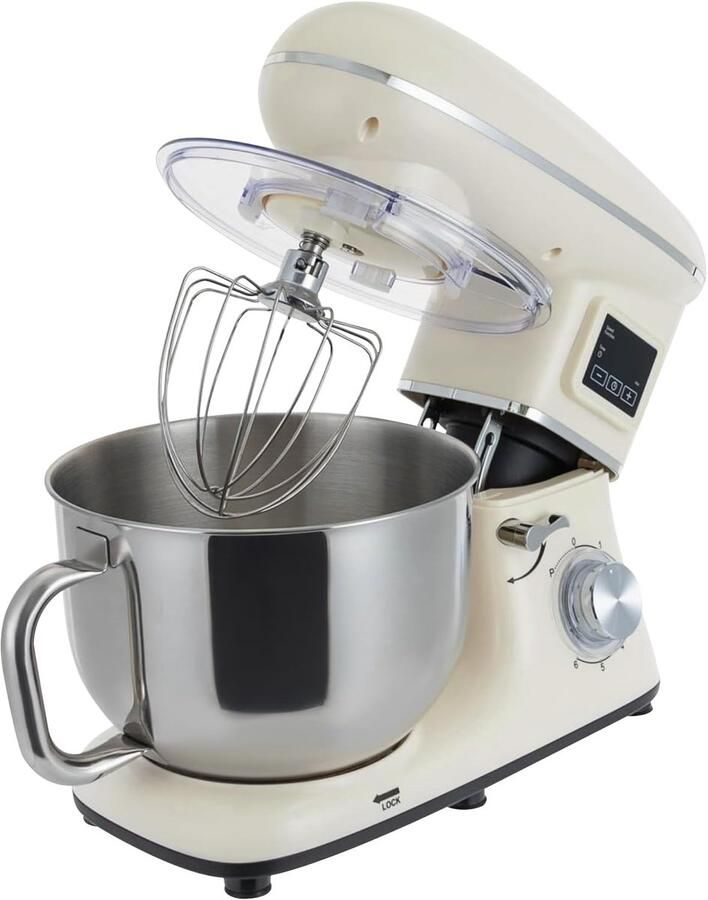 Keukenmachine Mixer Deegmachine Bakken Ingrediënten LCD Timer Functie 62 Liter Kom Wit