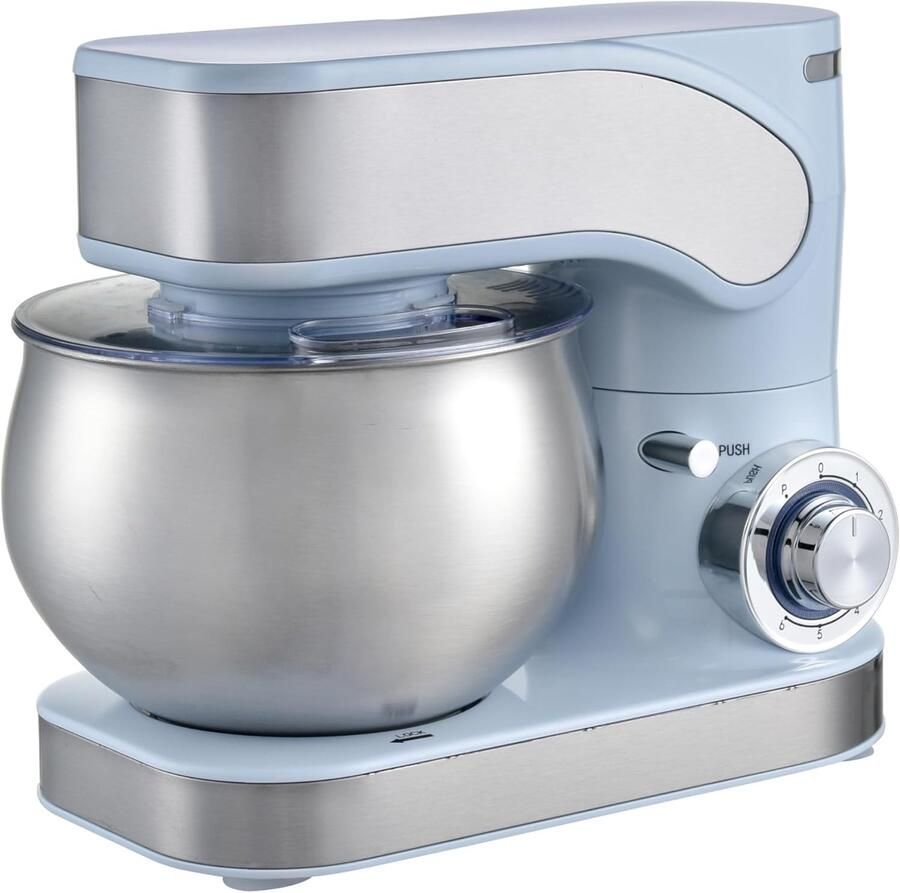 Keukenmachine Mixer Kom Bakken en Koken Krachtig 1600 Watt 6.5 Liter Kom Blauw