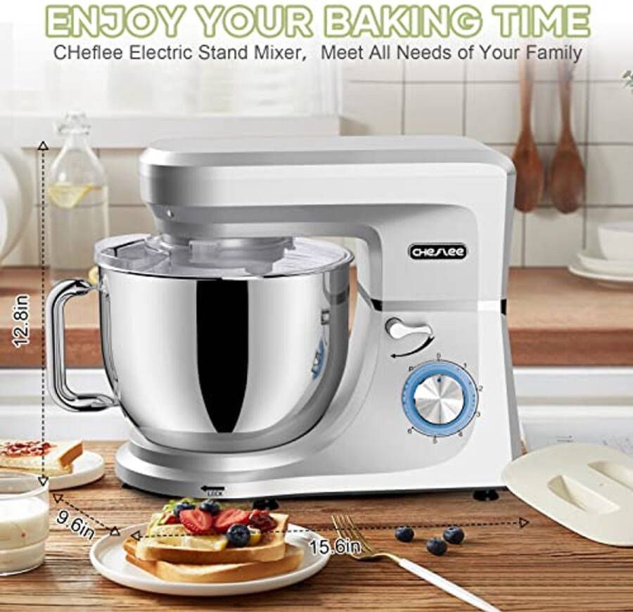 Krachtige Keukenmachine 1800 W met 7 2 Liter Roestvrijstalen Kom 6 Snelheden en Geluidsarme Kneedfunctie